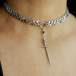 Silver Sword Necklace, Sword Pendant, Witchy Jewelry, Gothic Jewelry, Sword Jewelry, Medieval Sword, Gothic Sword Necklace