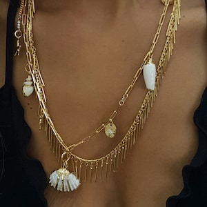 Layer gold seashell charm necklace - Shell Jewelry for SUMMER