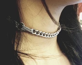 Versilbert Chunky Panzerkette Choker: Handgemachte O Ring Halskette