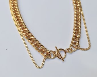 Gold Chain Choker - Toggle necklace - Chunky link necklace - Chunky necklace - Foxtail Chain necklace - Necklace Gift For Her