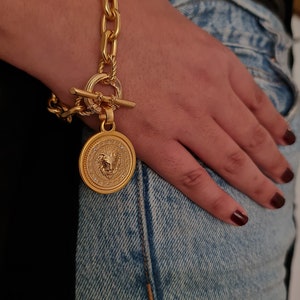 Lion coin bracelet set 
Brass plated gold 
LINK:
https://etsy.me/3IZWjG7