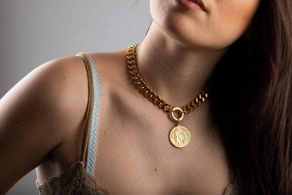 Large on sale medallion necklace