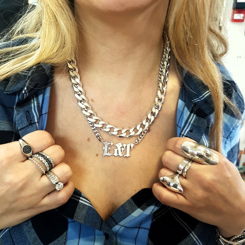 Old English Necklace Personalized Gothic English Necklace Etsy