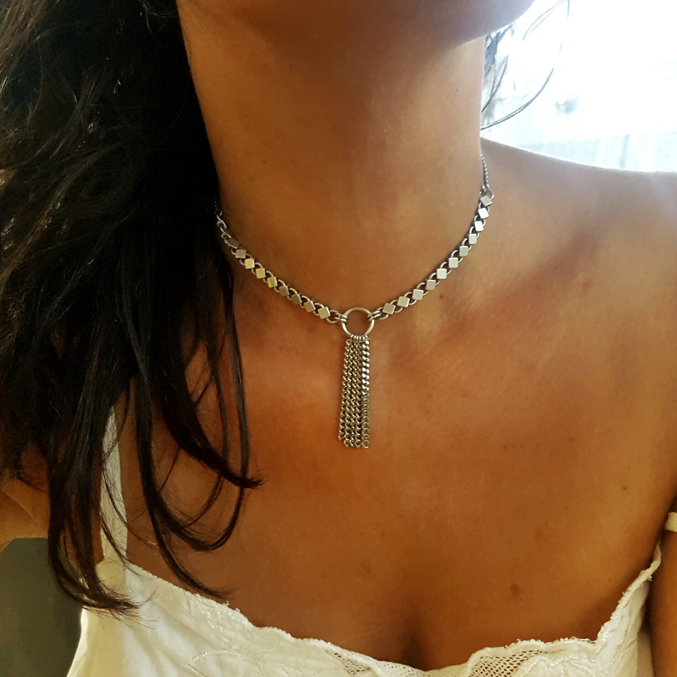 Link Necklace Dainty Choker Link 