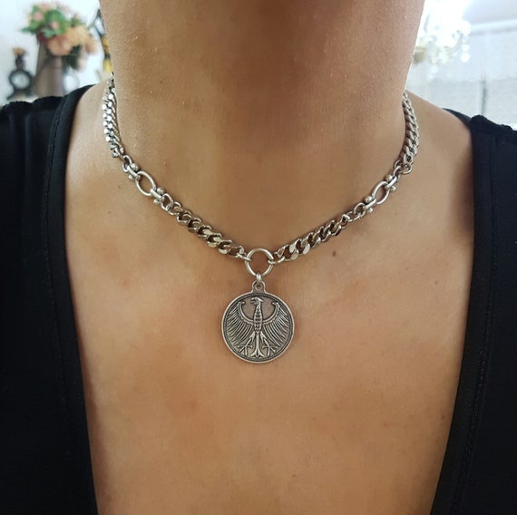 Silver eagle coin necklace clearance