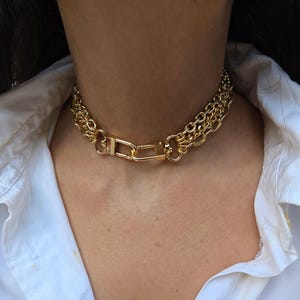 Chunky Dreh Halsband: Mixed Metal Kette, Multi-Schicht-Halskette, Grunge, punk, Schmuck