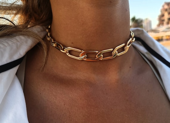 Gold Chunky Necklace Chunky Link Necklace Chain Choker Thick