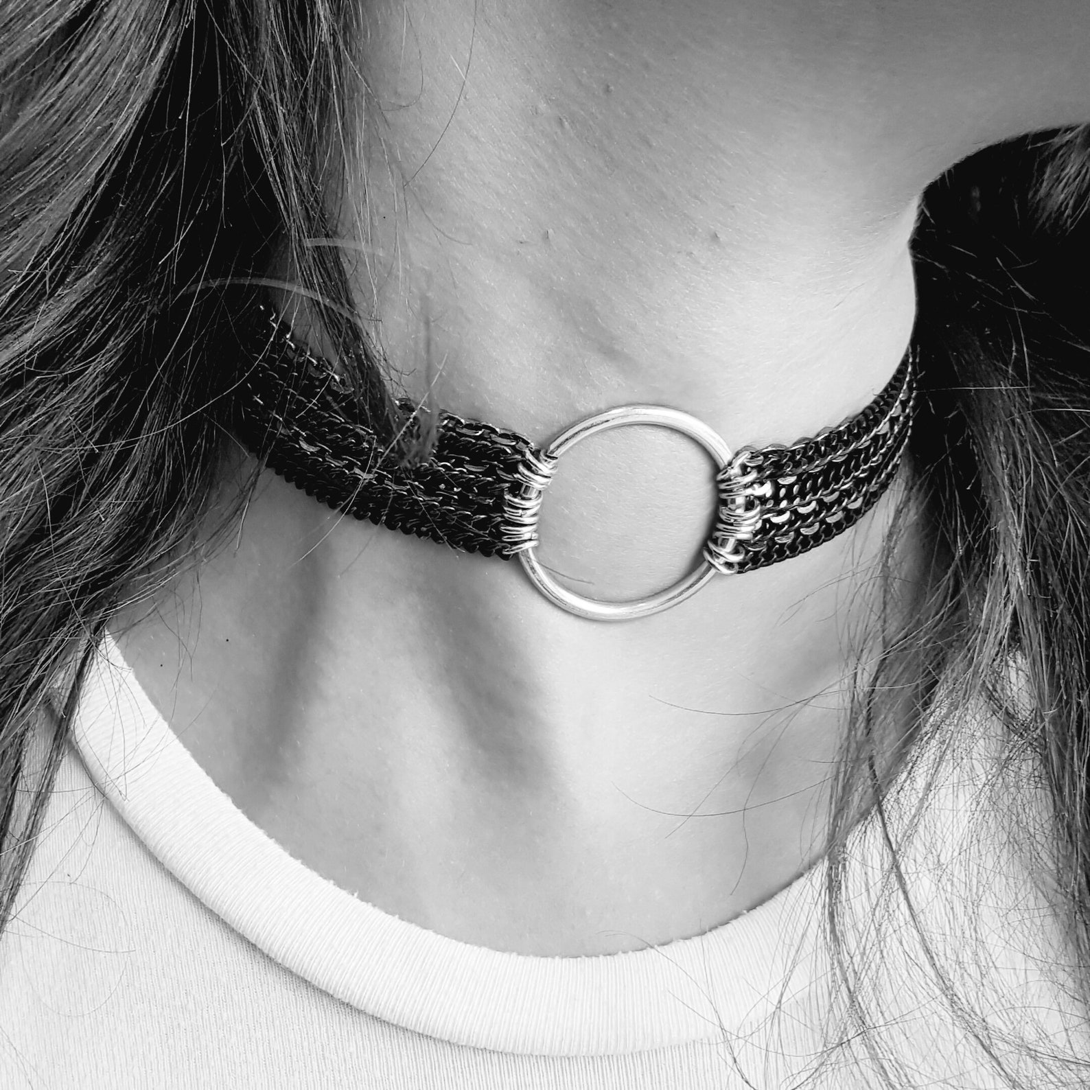 O Ring Choker Black Chain Choker Hoop Choker Multi Etsy