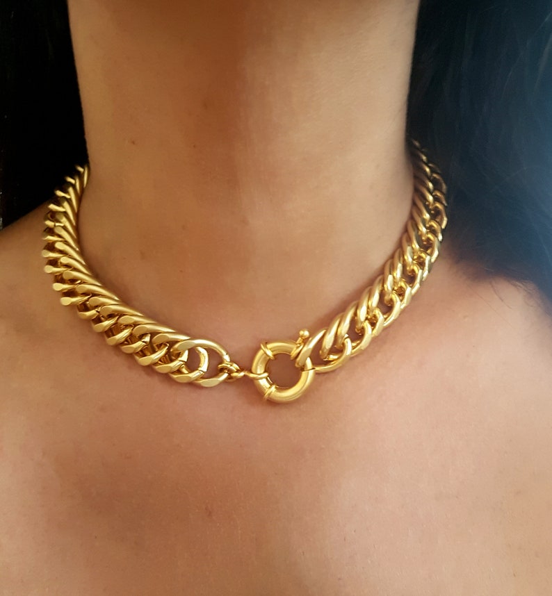 Chunky Link Necklace Thick Chain Necklace Statement Link Etsy