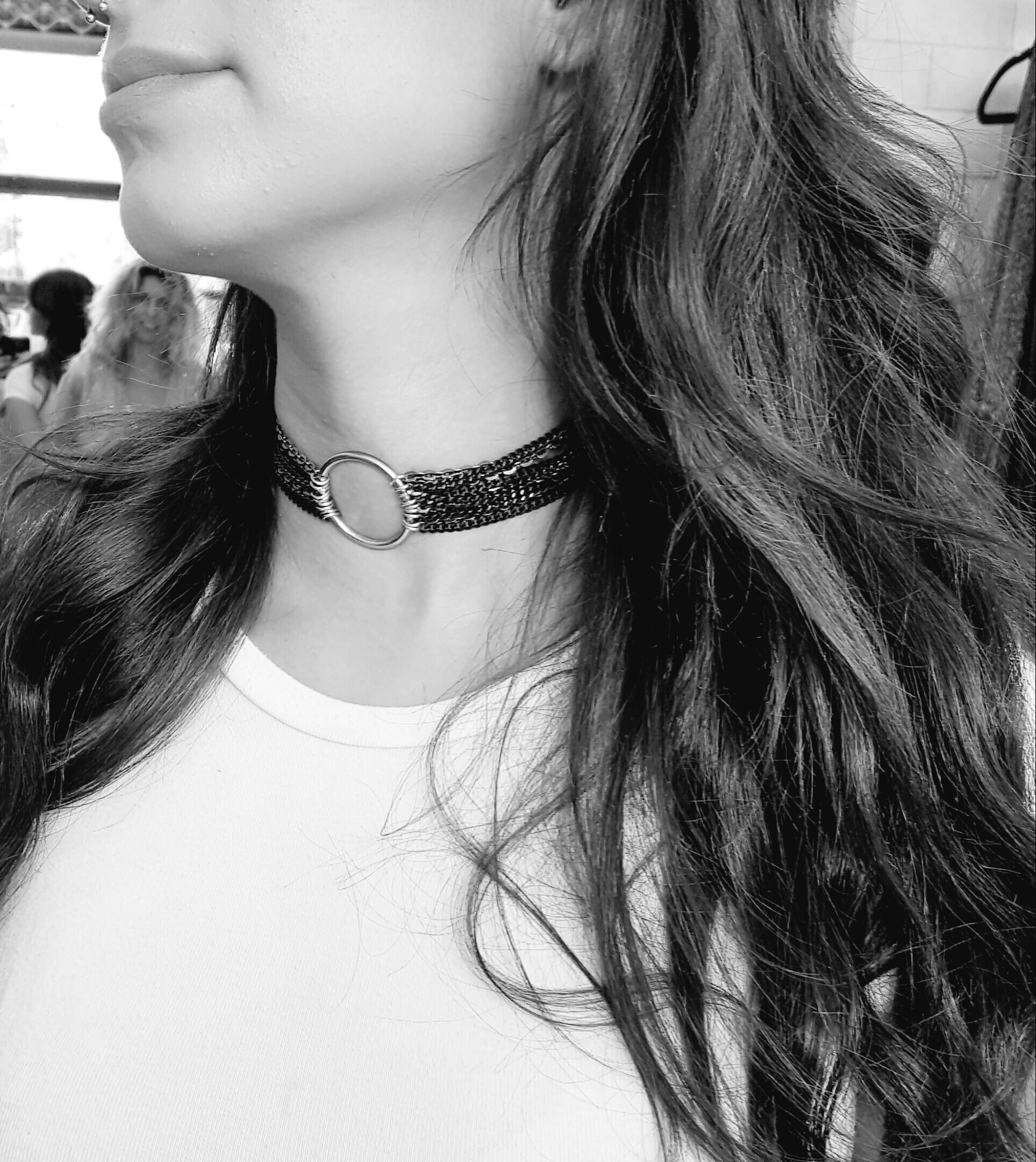 O Ring Choker Black Chain Choker Hoop Choker Multi Etsy