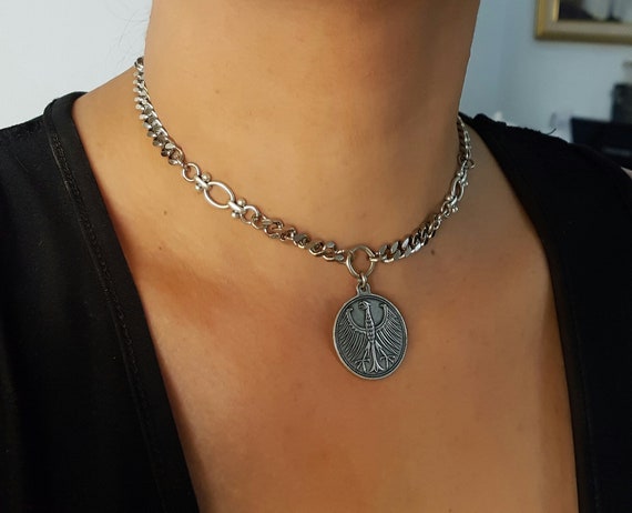 Silver EAGLE Coin Necklace Bird Pendant 