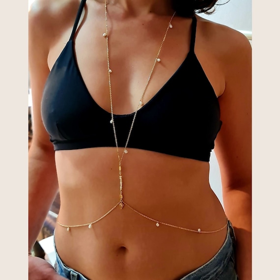 Gold Body Chain, Bikini Belly Chain, Body Necklace, Belly Chain, Beach  Necklace, Pearl Body Chain, Pearl Necklace, Waist Chain Gift for Her -   Sweden