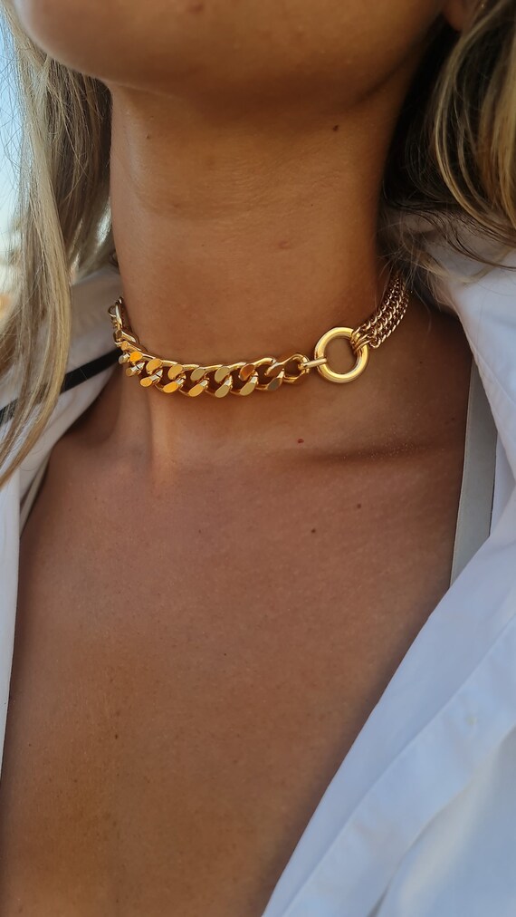 Chunky Choker Necklace Silver Cuban Link Chain Necklaces Thick