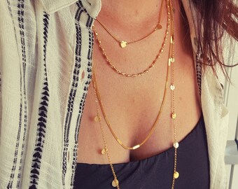 ネックレス・ペンダント LAZY DAWN square layered chain necklace Luxe layered Tennis necklace – Shedean