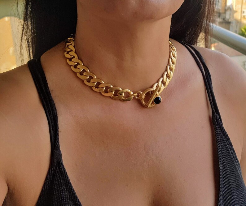 Silver Toggle Clasp Necklace for Women Thick Link Chain Etsy Israel