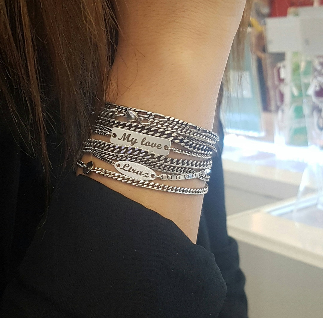 ブレスレット ROMANTINUER SN173 Multi Strand Bracelet Multi Strand Chains Bracelet - Silver Chunky Bracelet
