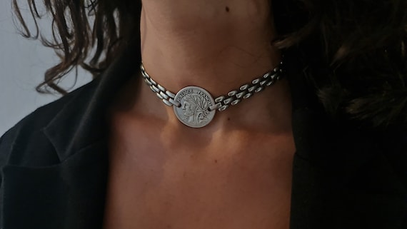 ネックレス・チョーカー Silver Coin/Round/Medallion & Circle Chain Necklace/Choker il_fullxfull.5512415681_pshs.jpg