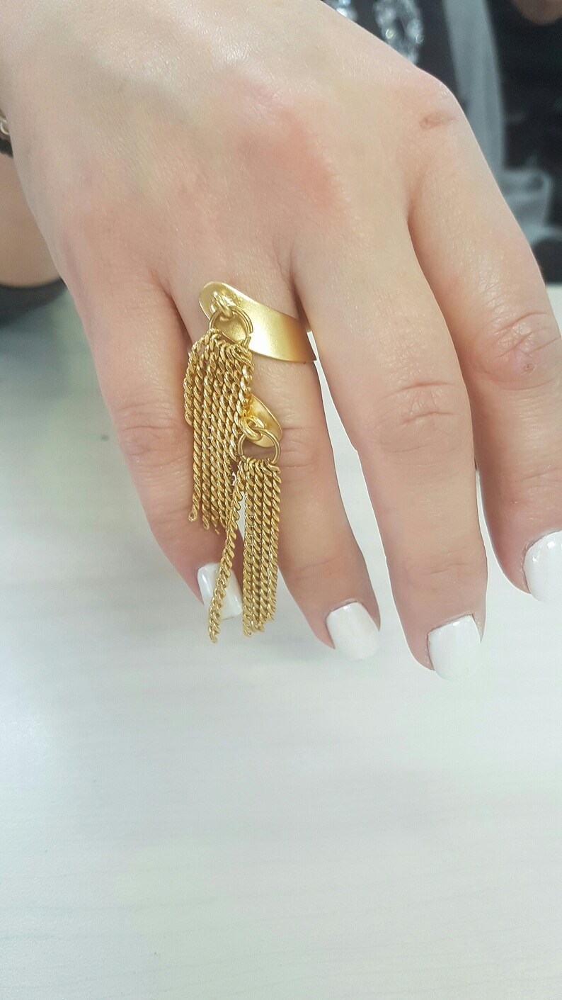 Gold Wrap Ring Large Gold Statement Ring Unique Long Ring Etsy