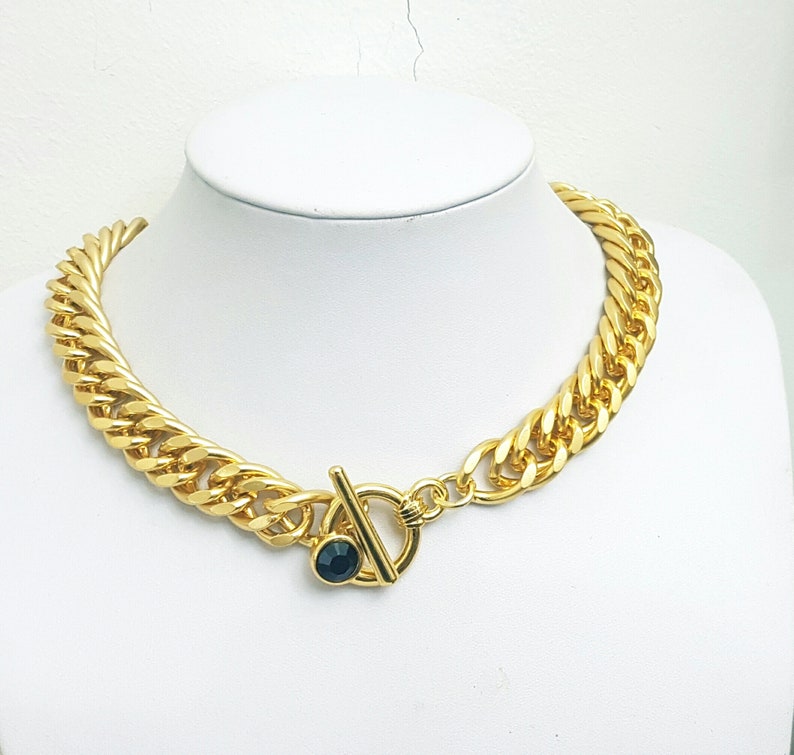 Gold Toggle Necklace Chunky Link Necklace Gold Chain Choker Etsy