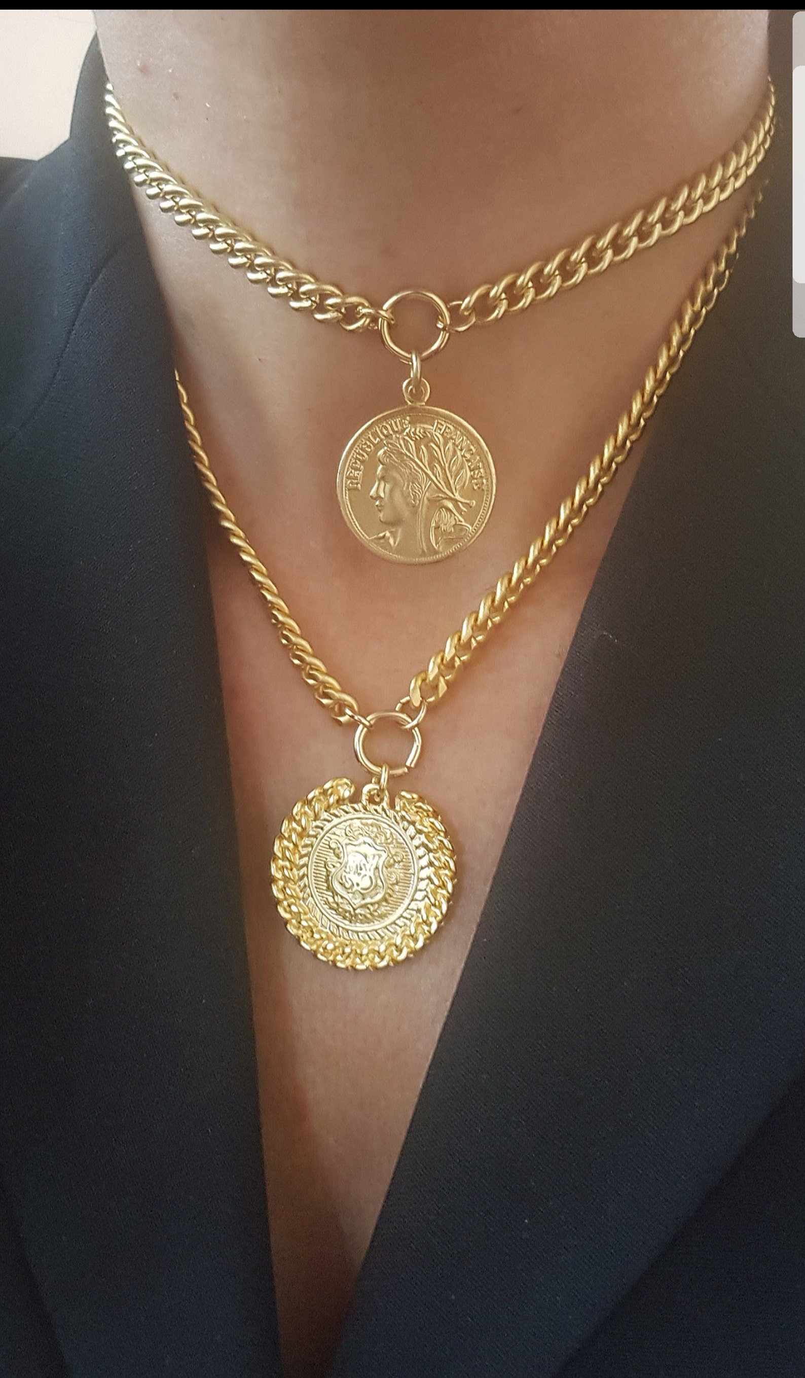 Gold Medallion Necklace Medallion Necklace Gold Medallion Etsy