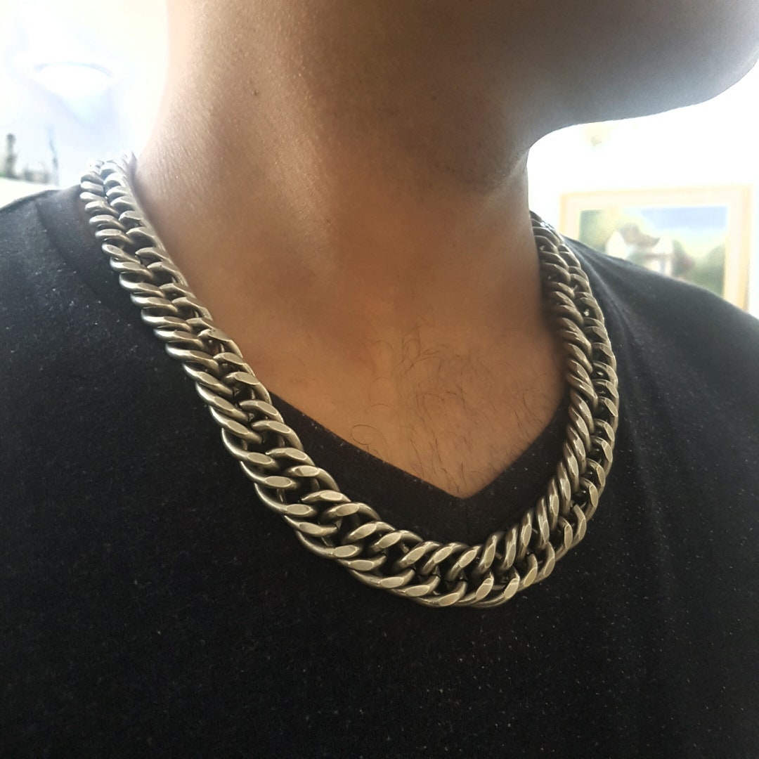 Silver Wide Links Chain for Mens Thick Foxtail Linked - Etsy