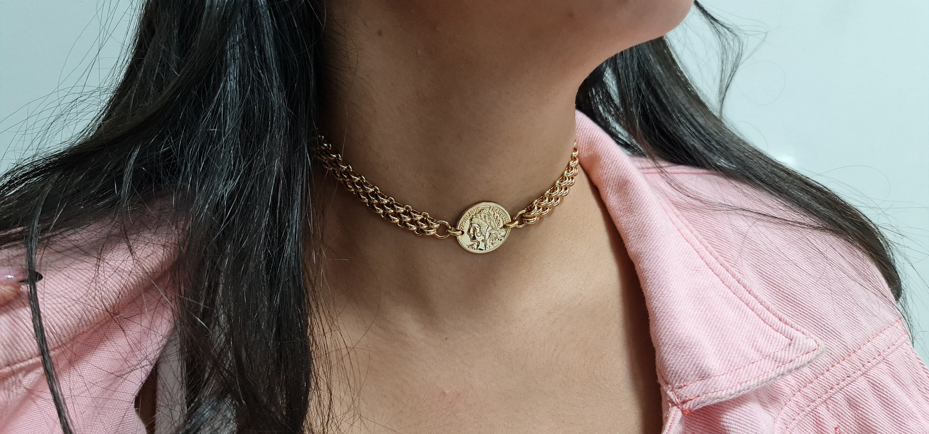 ネックレス・チョーカー Silver Coin/Round/Medallion & Circle Chain Necklace/Choker il_fullxfull.5512415681_pshs.jpg