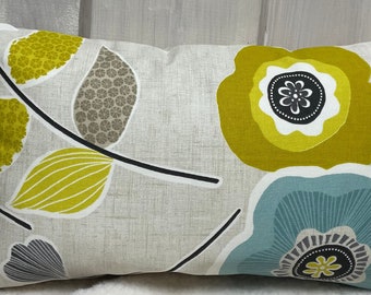 1x country house style cushion cover & cushion, decorative cushion, lemon yellow/cream 30 x 50 cm.