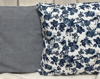 1x cushion cover, cushion cover, country house style cushion * blue/white