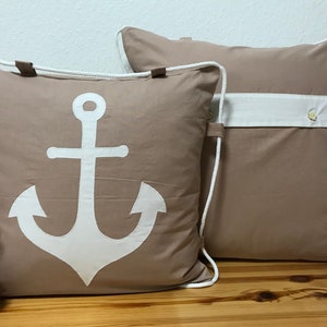 Maritime cushion cover cord beige / white 50x50cm image 2