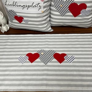 Country style tablecloth red/ gray/ white 40x90cm.
