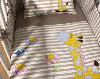 Baby crawling blanket * Patchwork blanket * Bedspread * Baby blanket beige / white 135x100cm.