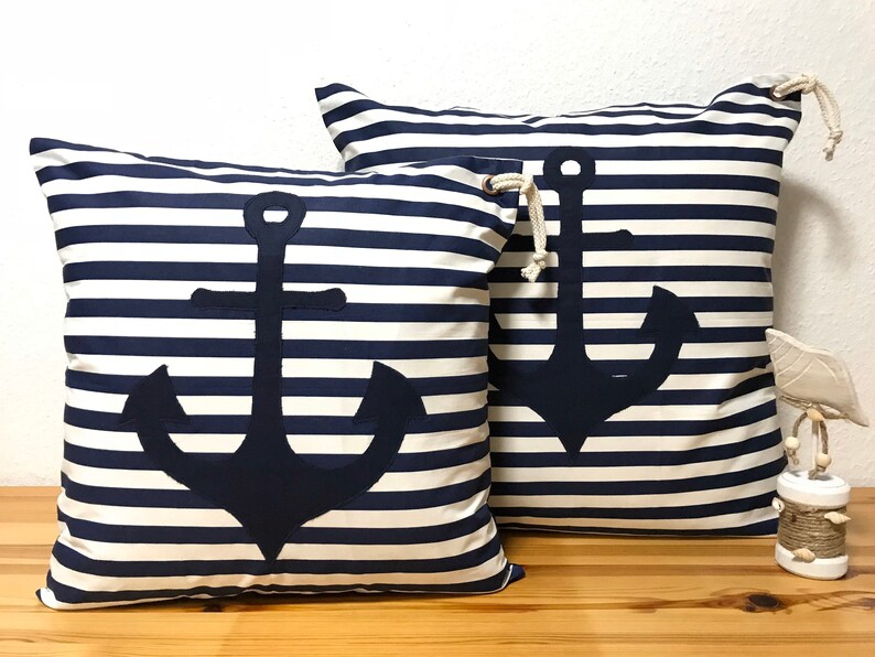 1 pillow case cushion cover stripes marine anchor 50x50cm. zdjęcie 5