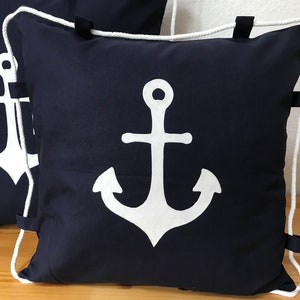 1 Maritime cushion cover, cushion cover, country style cushion, decorative cushion, anchor blue / white 50x50cm.