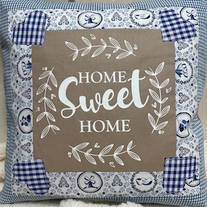 Patchwork cushion cover, country style cushion cover blue/beige/white
