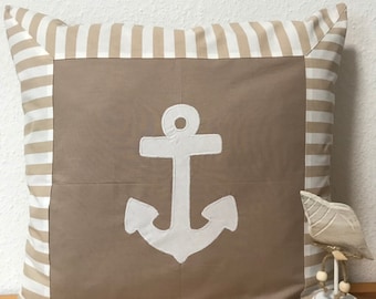 Maritime cushion cover, cushion cover, country style cushion cover, throw pillow * beige / white 40x40cm.