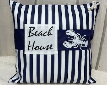 Maritime cushion cover, cushion cover, country house style decorative cushion, blue/white