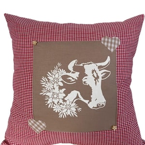 1x country style cushion cover, pillow cover * Red/beige