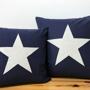 1x country style cushion cover * pillow cover * star * blue / white 40x40cm.