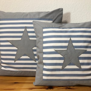 Landhaus cushion cover, Cushion Blue/ white /gray 40x40cm.