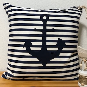 1 pillow case cushion cover stripes marine anchor 50x50cm. zdjęcie 1