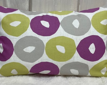 1x country house style cushion cover & cushion, decorative cushion, lemon yellow/cream/purple 30 x 50 cm.