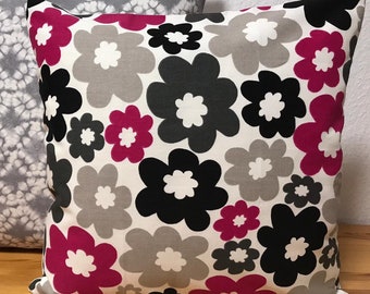 1x country style cushion cover * Pillowcase 40x40cm. gray / pink * flower