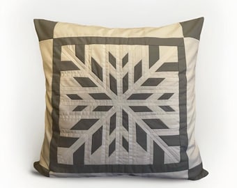 1x Patchwork kussenhoes, landelijke stijl kussenhoes grijs/wit