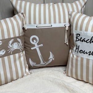 Maritime Kissenhülle, Kissenbezug, Landhausstil Dekokissen, beige/weiß Bild 7