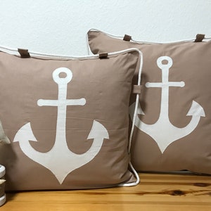 Maritime cushion cover cord beige / white 50x50cm image 1