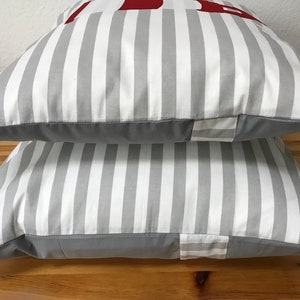 Maritime pillow case, pillow case, country style pillow case, pillow lighthouse gray / white / red 50x50cm. image 4