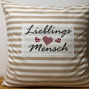1x country style cushion cover * favorite people * brown / white 40x40cm.