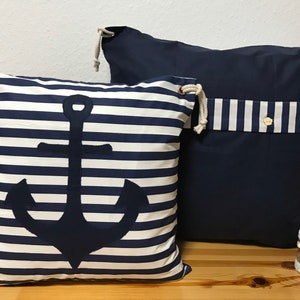 1 pillow case cushion cover stripes marine anchor 50x50cm. zdjęcie 7