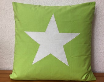 Country Cushion Cover * Pillowcase * Star * green / white 50x50cm.