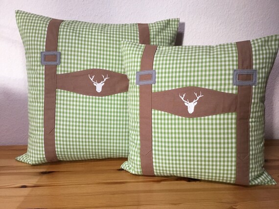 Landhausstil Kissenhülle*Kissenbezug Bayern grün/beige 40x40
